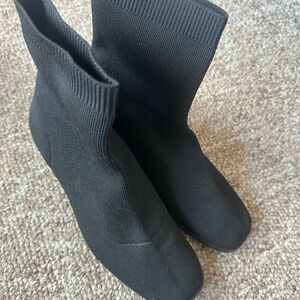 Black Heeled Sock Bootie